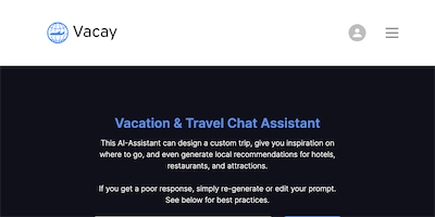 Vacation & Travel Chat (GPT) AI Tool