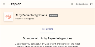 Zapier AI Integrations AI Tool